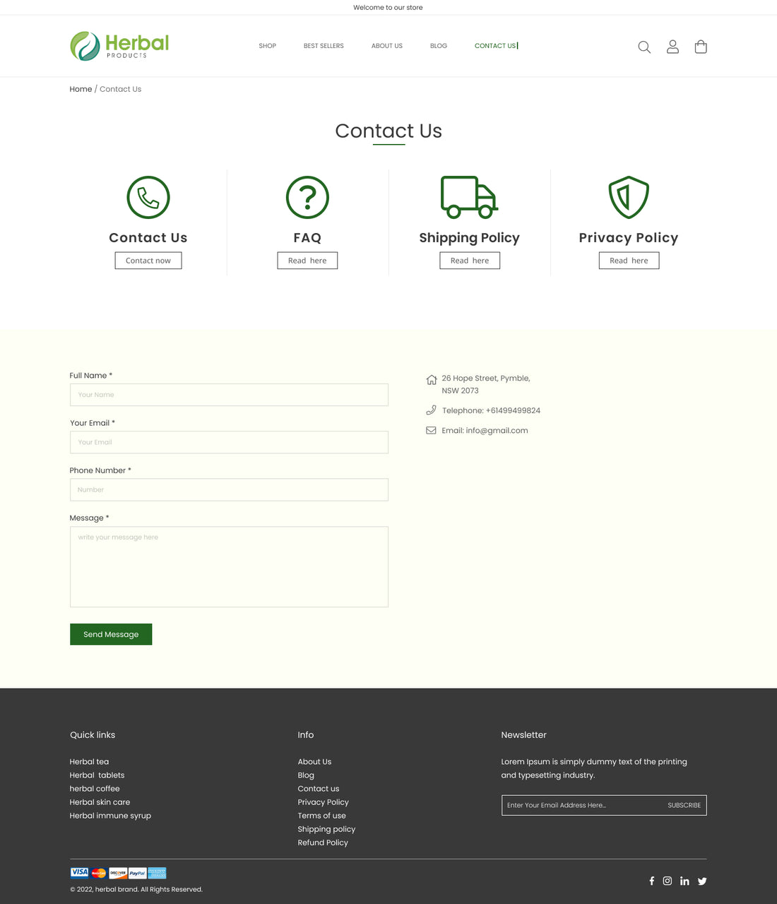 D-Herbal Contact Page
